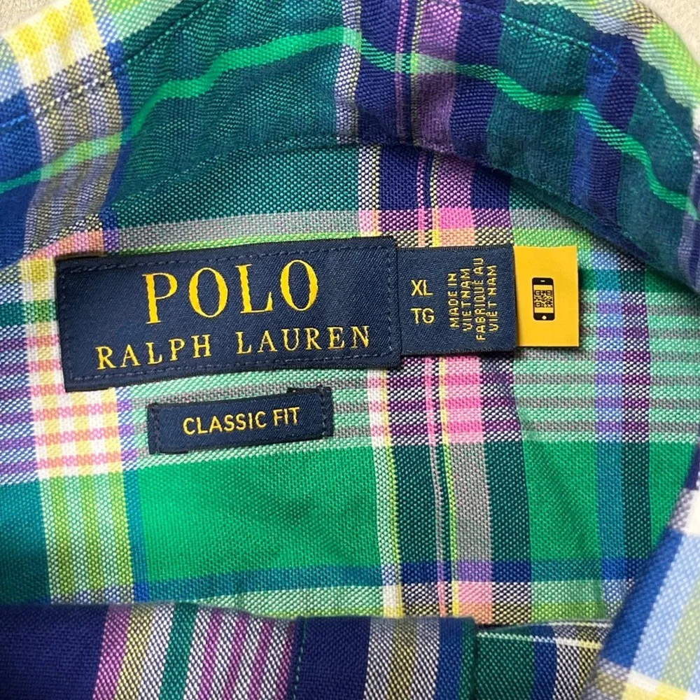 New Polo Ralph Lauren Button Up Men XL Green Multi Plaid Classic Fit Long Sleeve